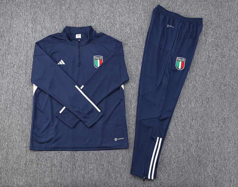 2023 Italy Half-Pull Training Suit Sky Blue Football Shirt Set