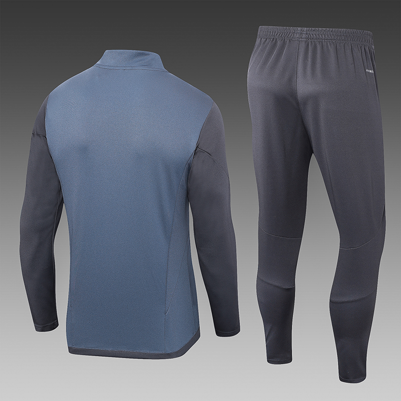 2023/2024 Real Madrid Half-Pull Training Suit Grey Football Shirt Set