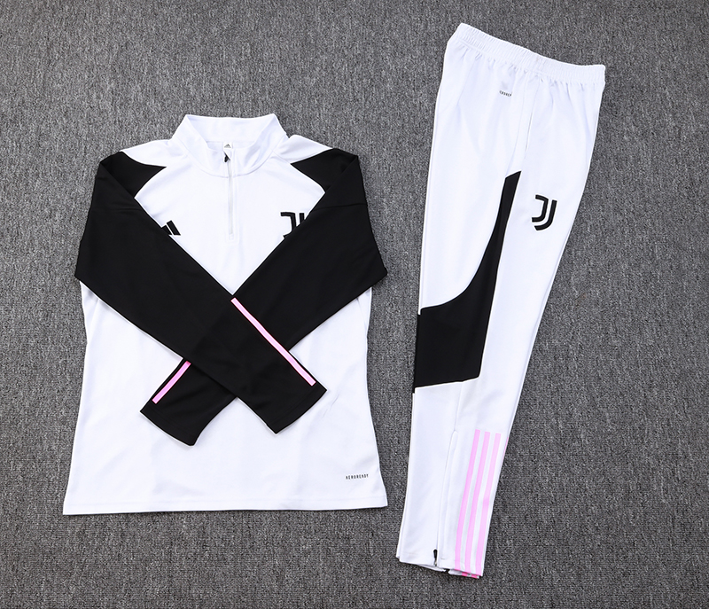 2023/2024 Juventus Half-Pull Training Suit White Football Shirt Set