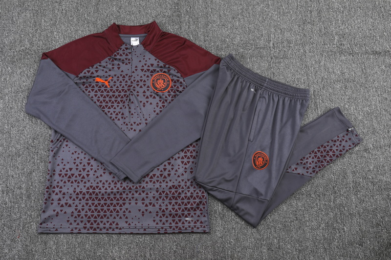 2023/2024 Manchester City Half-Pull Training Suit Grey Football Shirt Set
