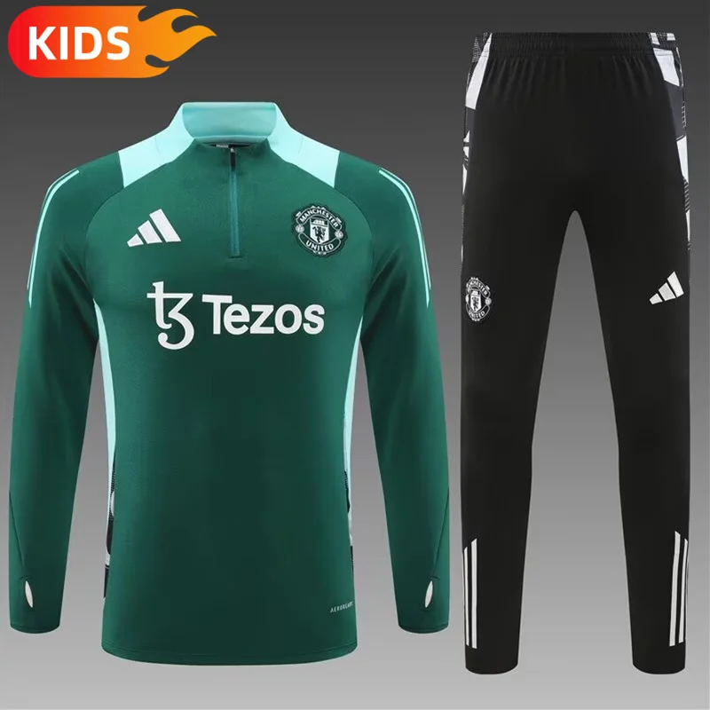 2024/2025 Manchester United Half-Pull Training Wear Green Football