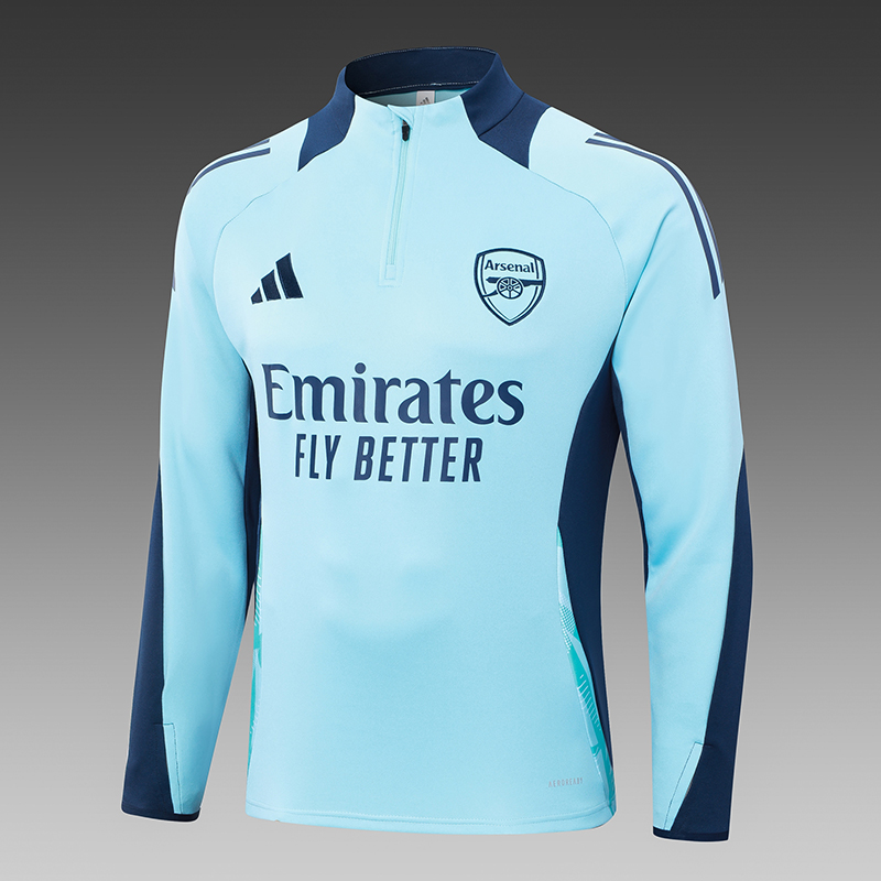 2024/2025 Arsenal Half-Pull Training Wear Light Blue Football Shirt
