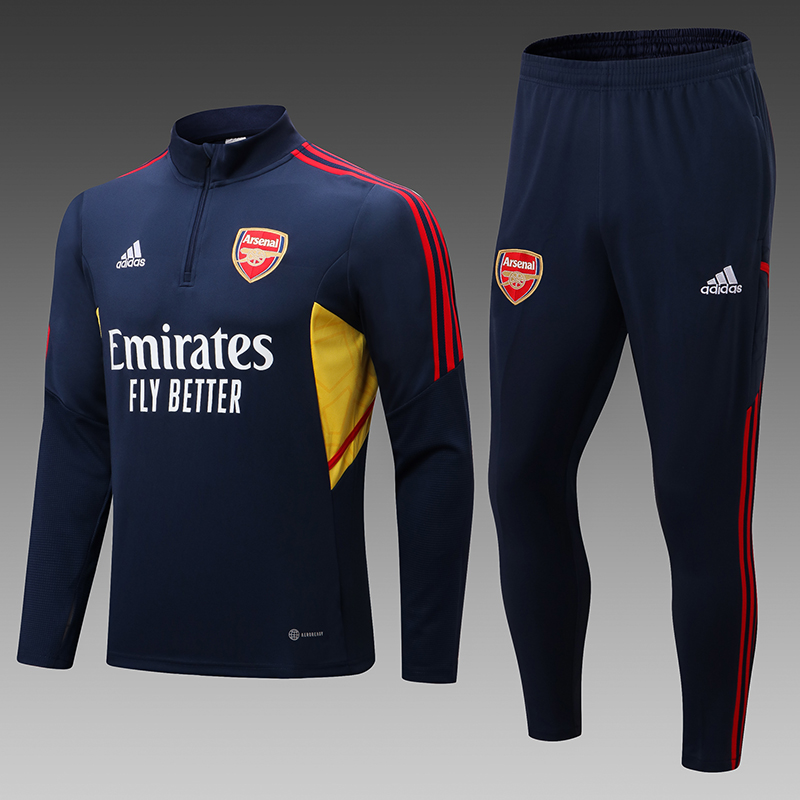 2022/2023 Arsenal Half-Pull Training Suit Royal Blue Football Shirt Set