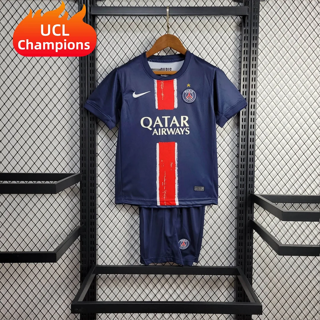 2024/2025 Paris Saint-Germain Home UCL Champions Football Shirt Kids Size 1:1 Thai Quality
