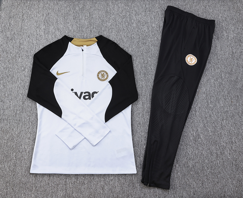 2023/2024 Chelsea Half-Pull Training Suit White Football Shirt Set