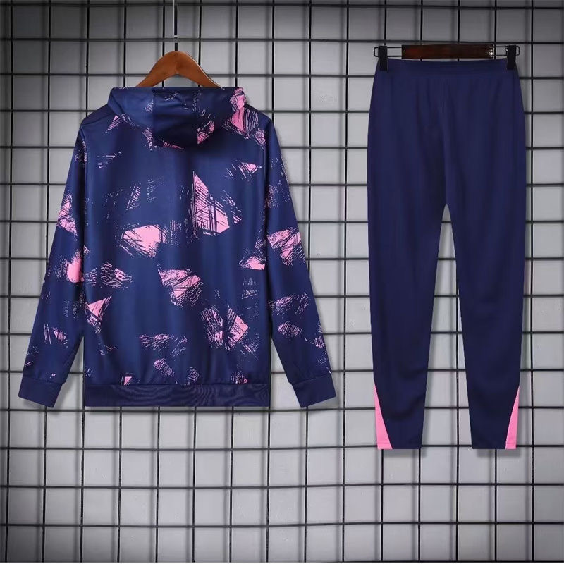 2024/2025 Paris Saint-Germain Hooded Long Sleeves Training Suit Royal Blue Football Shirt