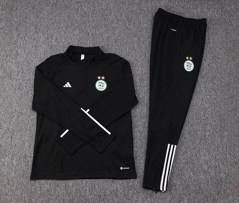 2022 Algeria Half-Pull Training Suit Black Football Shirt Set