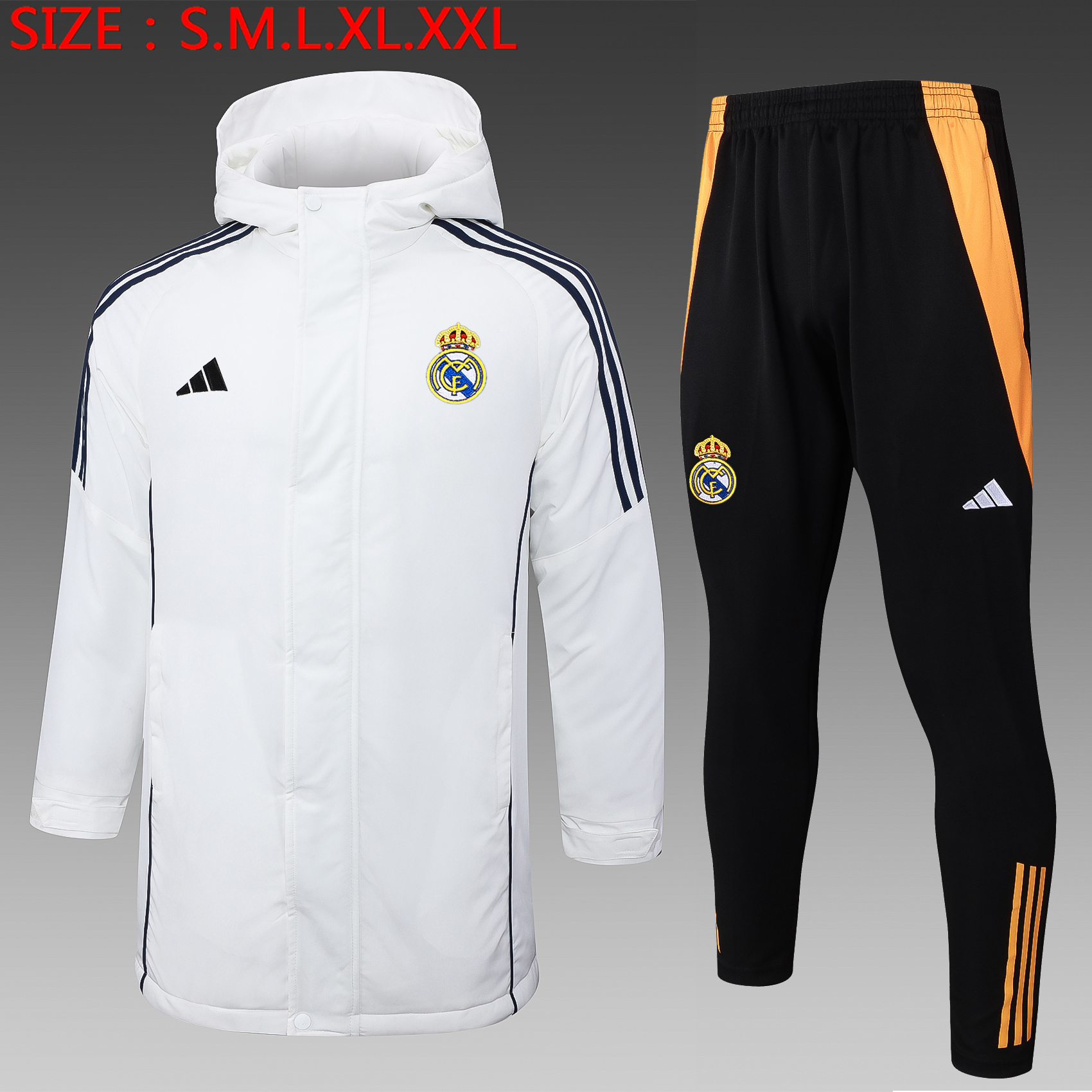 2024/2025 Real Madrid Winter Warm Cotton Coat  White/Black/Blue