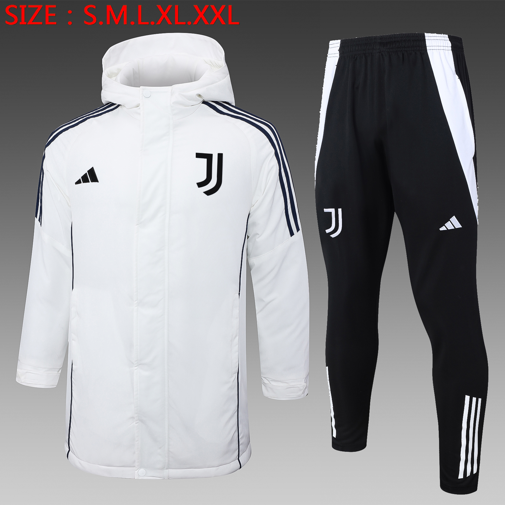 2024/2025 Juventus Winter Warm Cotton Coat  White/Black/Blue