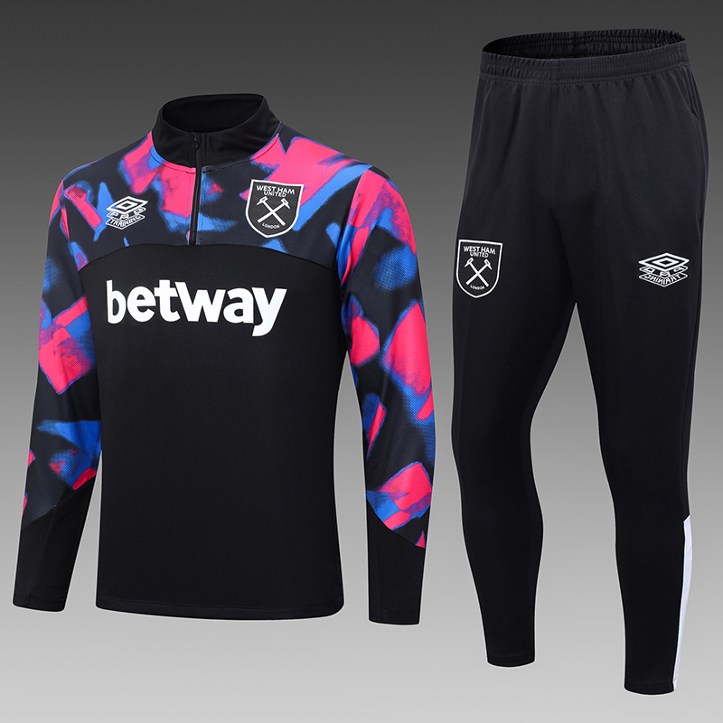 2022/2023 West Ham United Half-Pull Training Suit Black Football Shirt Set