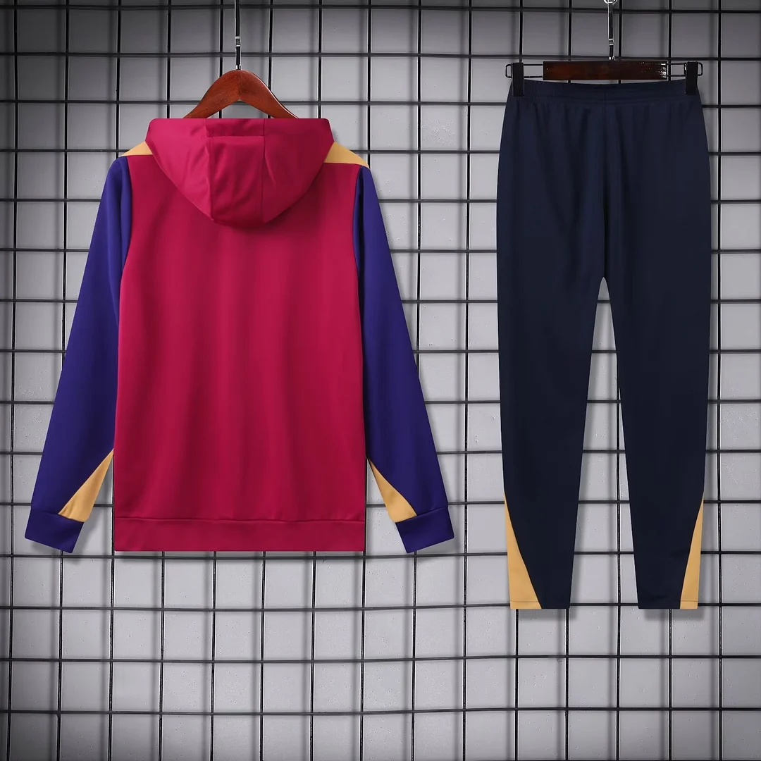 2024/2025 Barcelona Hooded Long Sleeves Training Suit Red Football Shirt