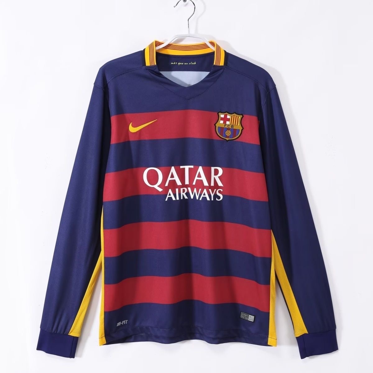 2015/2016 Retro Long Sleeve BarcelonaHome Football Shirt 1:1 Thai Quality!