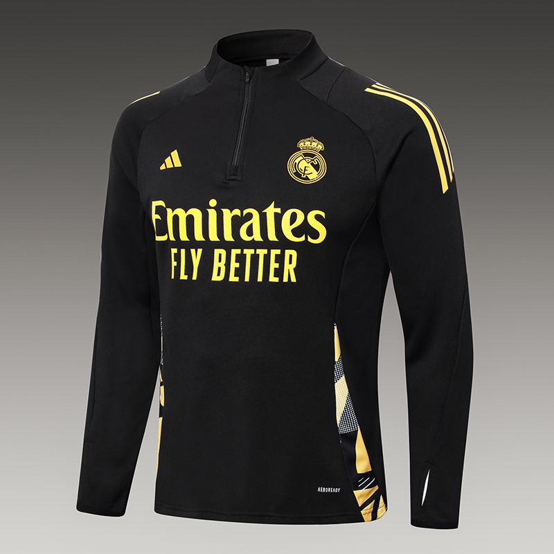 2024/2025 Real Madrid Half-Pull Training Wear Black Football Shirt