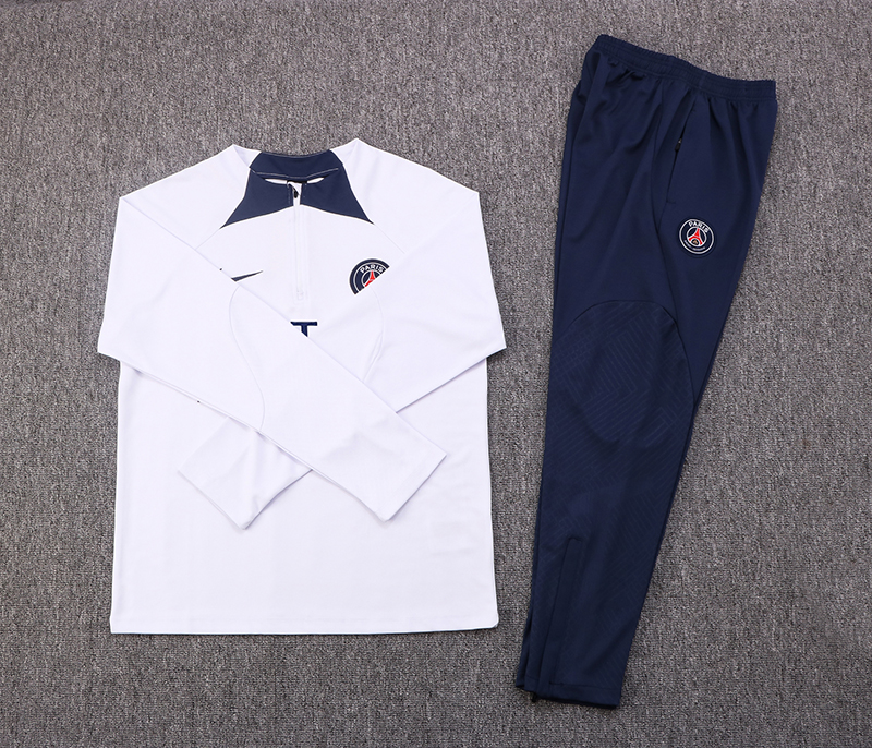2022/2023 Paris Saint-Germain Half-Pull Training Suit White Football Shirt Set