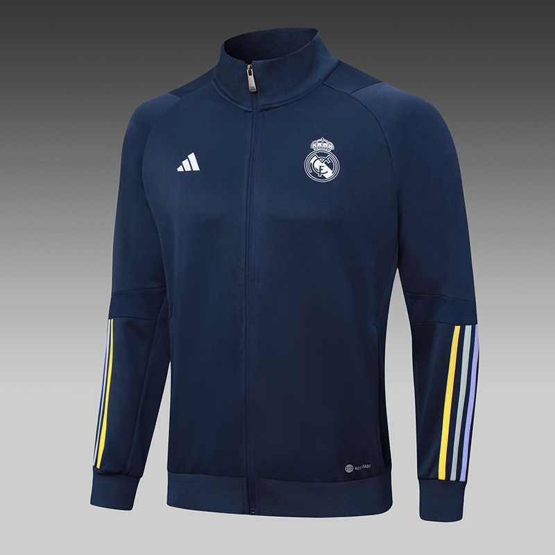 2023/2024 Real Madrid Long Zipped Jacket Royal Blue Football Shirt Set