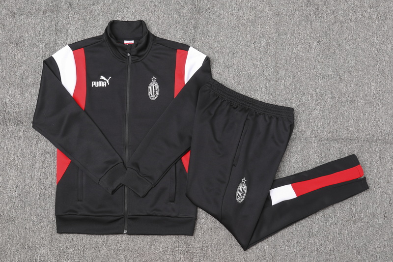 2023/2024 AC Milan Long Zipped Jacket Black Football Shirt Set