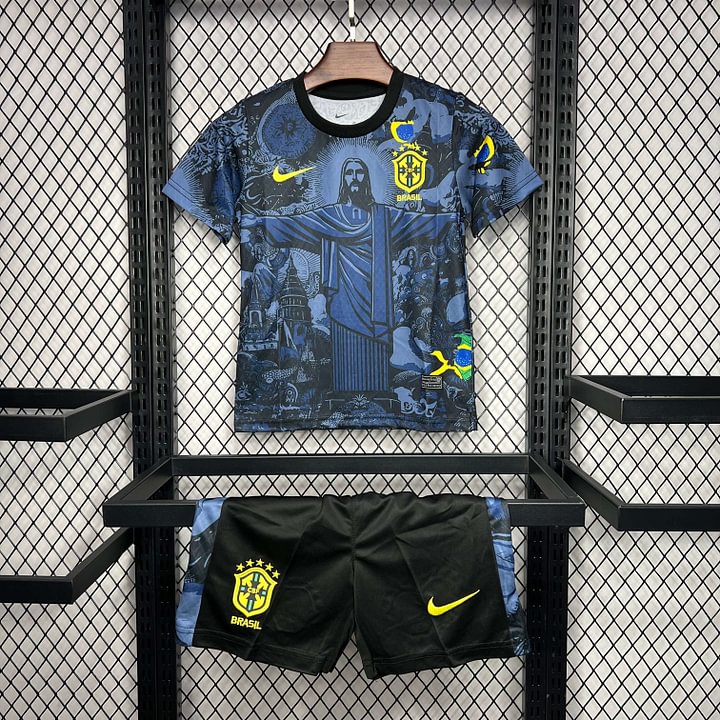 2024 Brazil Blue Football Shirt Kids Size
