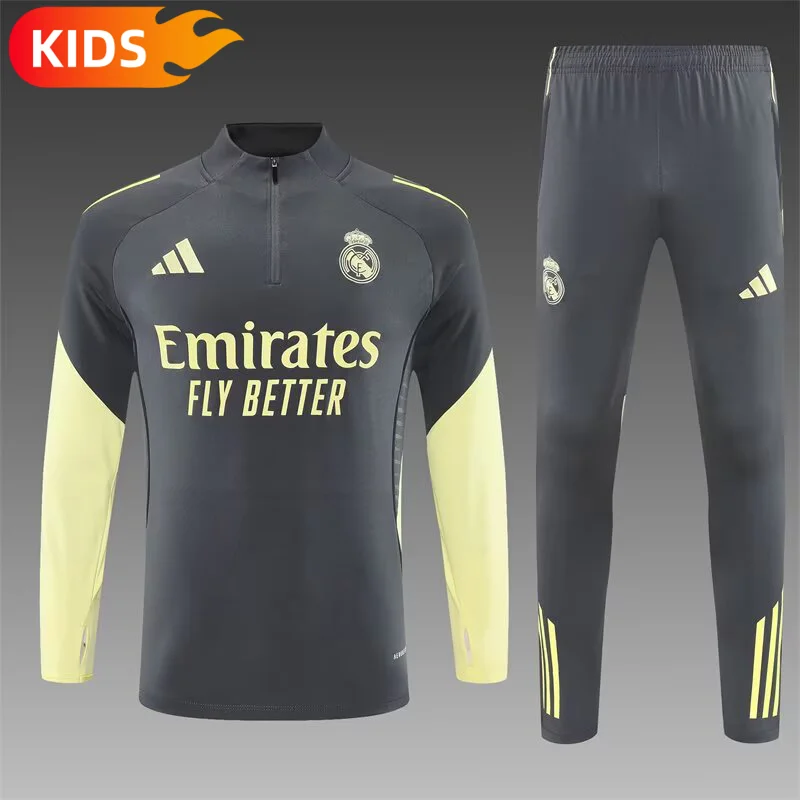 2025/2026 Real Madrid Half-Pull Training Wear Football Shirt Kids Size