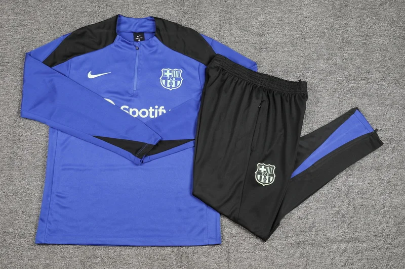 2024/2025 Barcelona Half-Pull Training Wear Blue Football Shirt