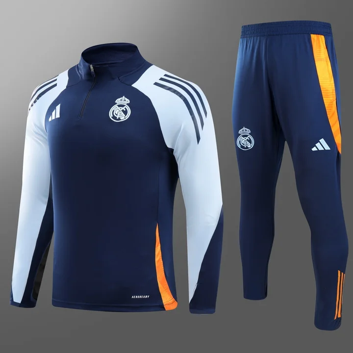 2024/2025 Real Madrid Half-Pull Training Wear Blue Football Shirt