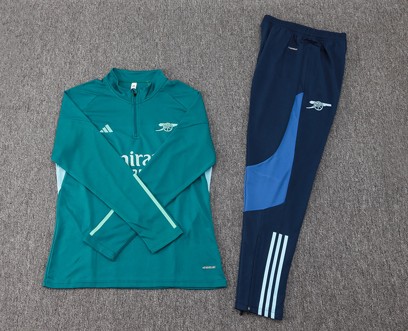 2023/2024 Arsenal Half-Pull Training Suit Dark Green Football Shirt Set