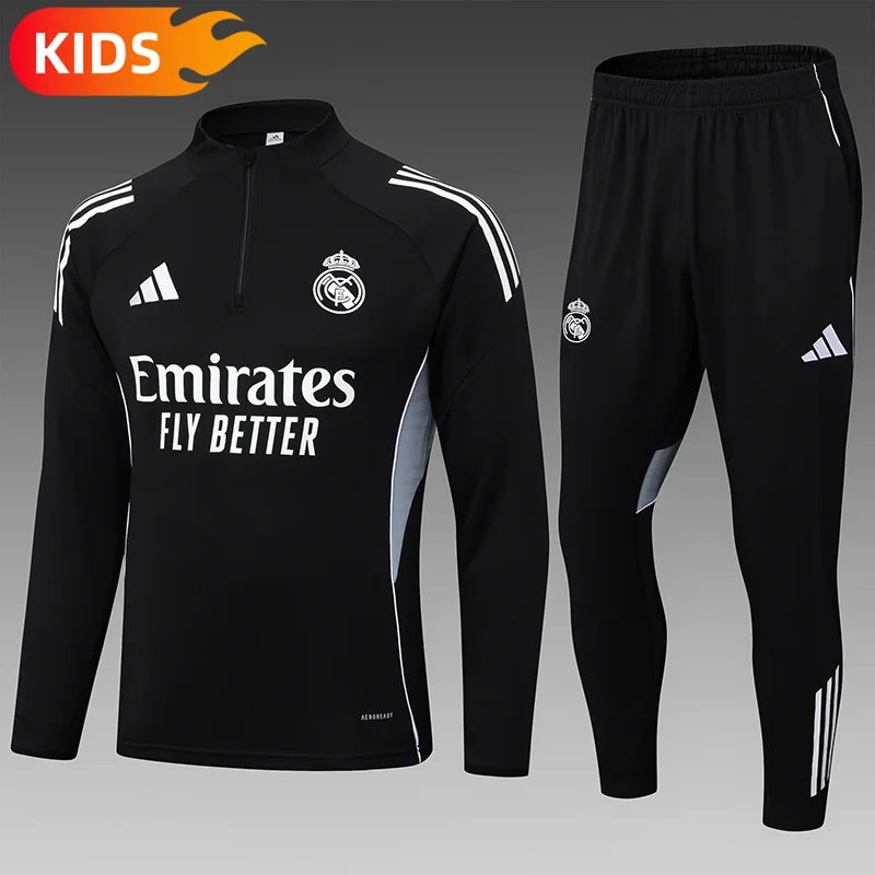 2025/2026 Real Madrid Half-Pull Training Wear Football Shirt Kids Size