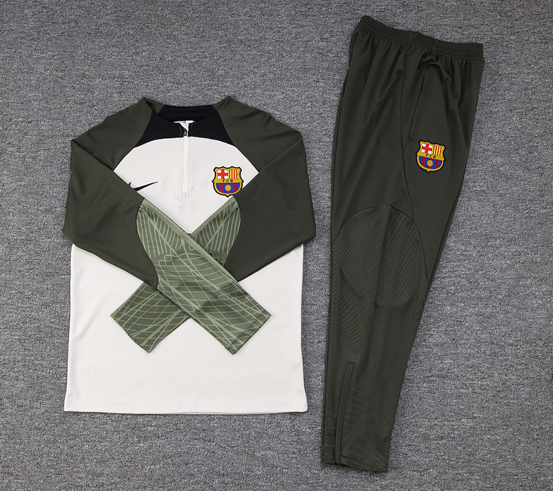 2023/2024 Barcelona Half-Pull Training Suit Light Gray Football Shirt Set