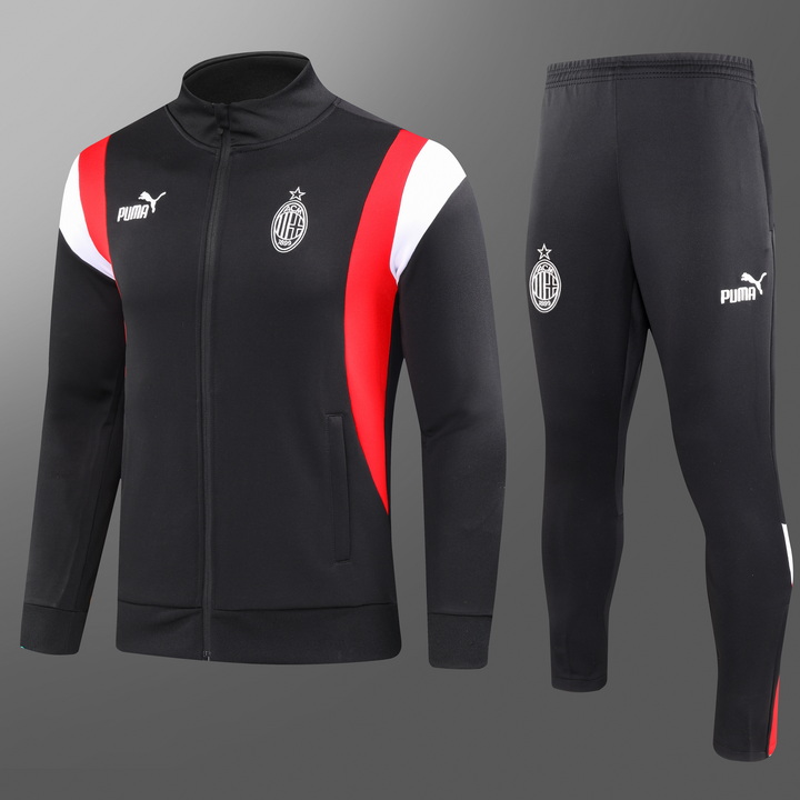 2023/2024 AC Milan Long Zipped Jacket Black Football Shirt Set