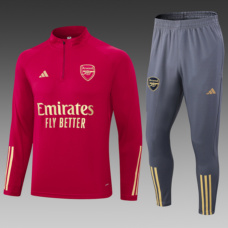 2023/2024 Arsenal Half-Pull Training Suit Red Football Shirt Set