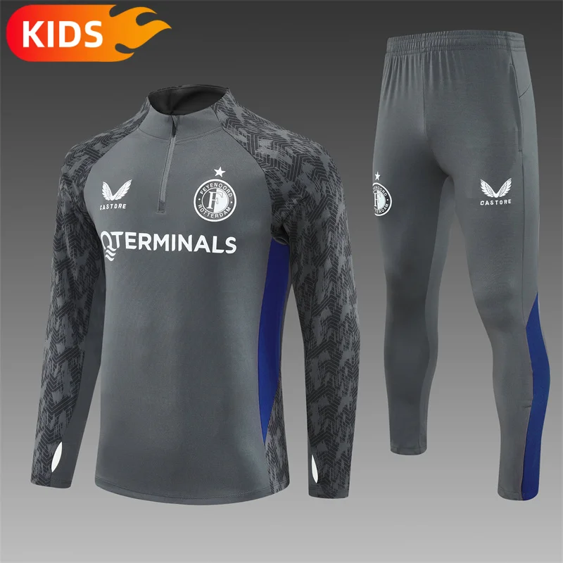 2025/2026 Feyenoord Half-Pull Training Wear Football Shirt Kids Size