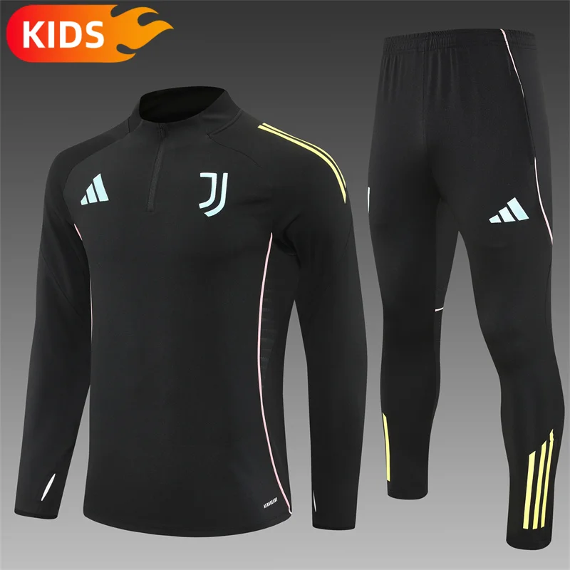 2025/2026 Juventus Half-Pull Training Wear Football Shirt Kids Size