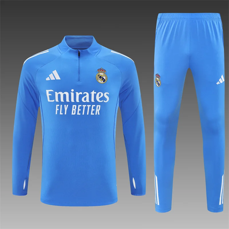 2025/2026 Real Madrid Half-Pull Training Suit Football Shirt Kids Size