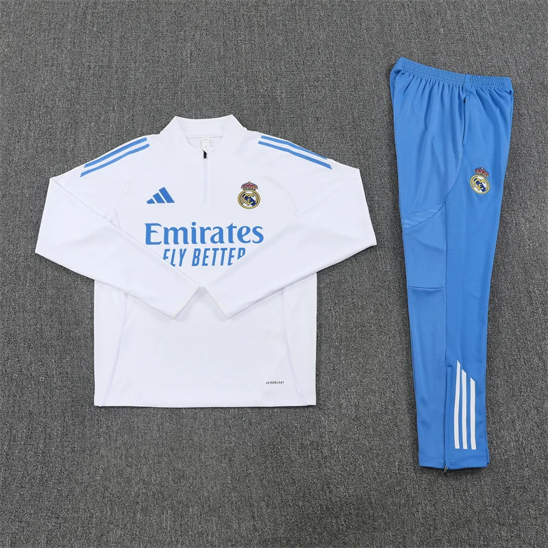 2025/2026 Real Madrid Half-Pull Training Suit Football Shirt Kids Size