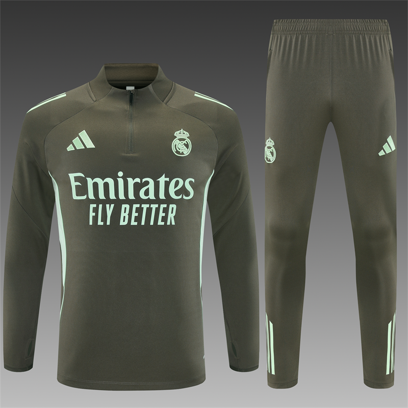 2025/2026 Real Madrid Half-Pull Training Suit Football Shirt Kids Size