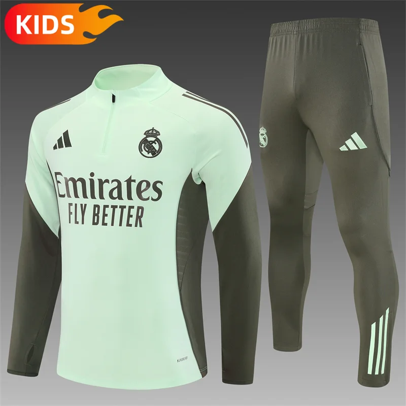 2025/2026 Real Madrid Half-Pull Training Suit Football Shirt Kids Size