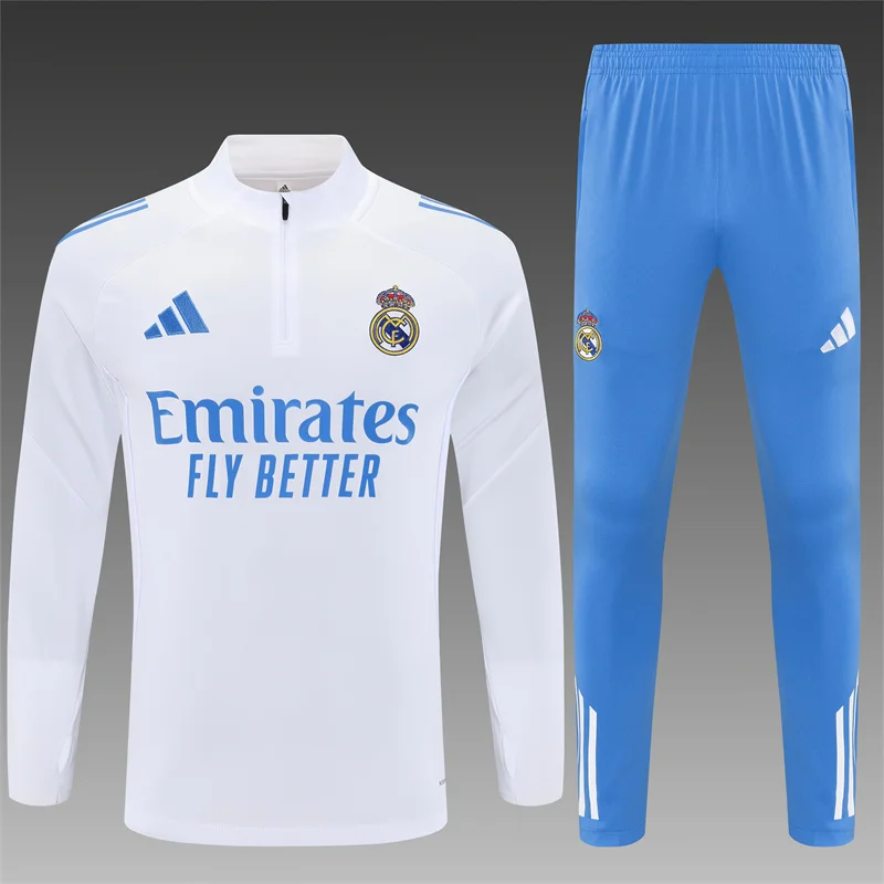 2025/2026 Real Madrid Half-Pull Training Suit Football Shirt Kids Size