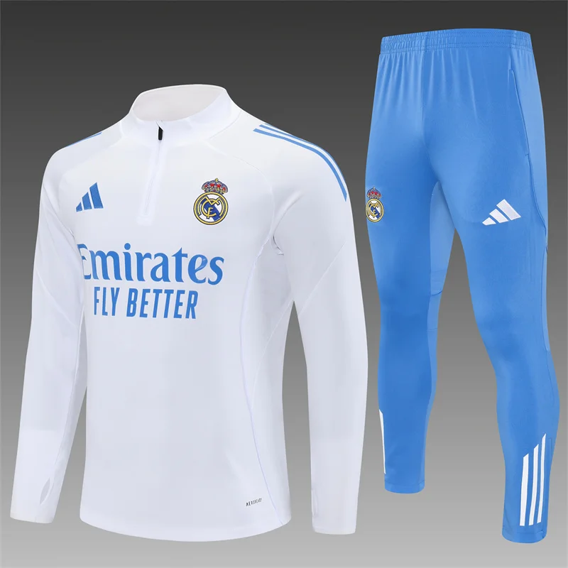 2025/2026 Real Madrid Half-Pull Training Suit Football Shirt 1:1 Thai Quality Set