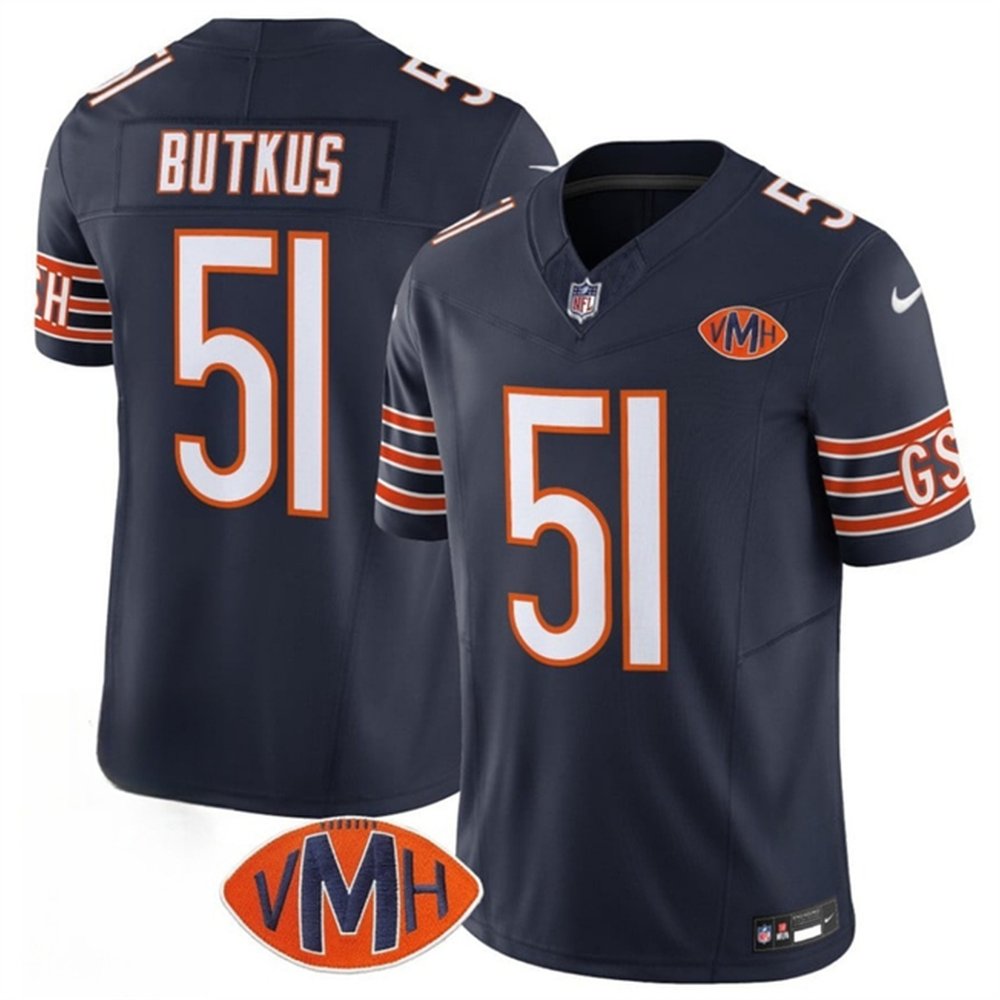 Youth Chicago Bears #51 Dick Butkus Navy 2025 F.U.S.E. With VMH Patch Vapor Untouchable Limited Stitched Football Jersey