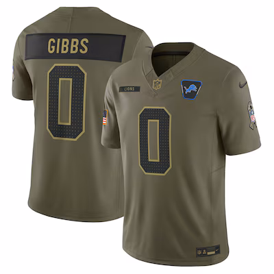 Jahmyr Gibbs Detroit Lions Nike 2025 Salute to Service Limited Jersey - Olive