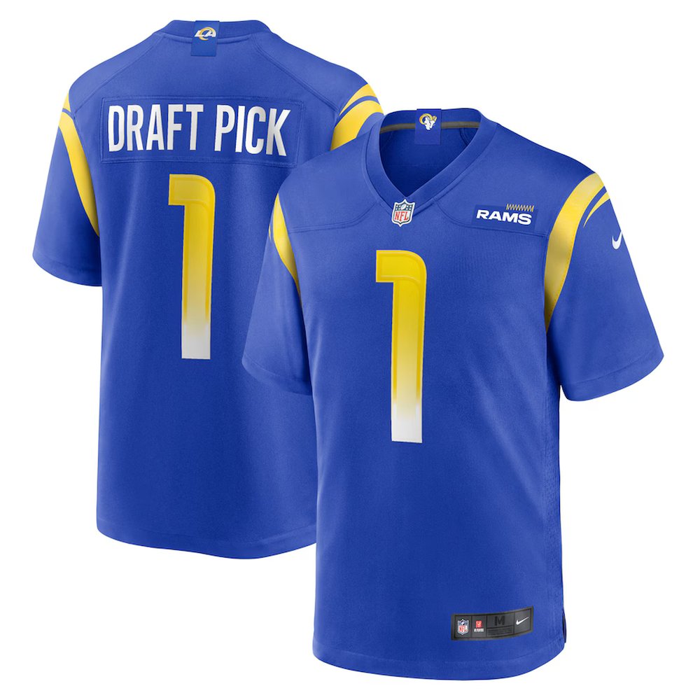 Youth Los Angeles Rams #1 Nike Royal 2025 NFL Draft First Round Pick No. 26 Game Jersey