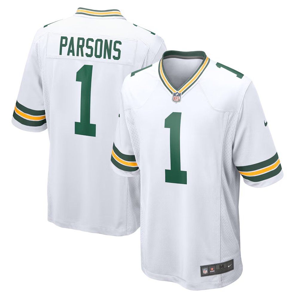 Youth Green Bay Packers #1 Micah Parsons Nike White Game Player Jersey