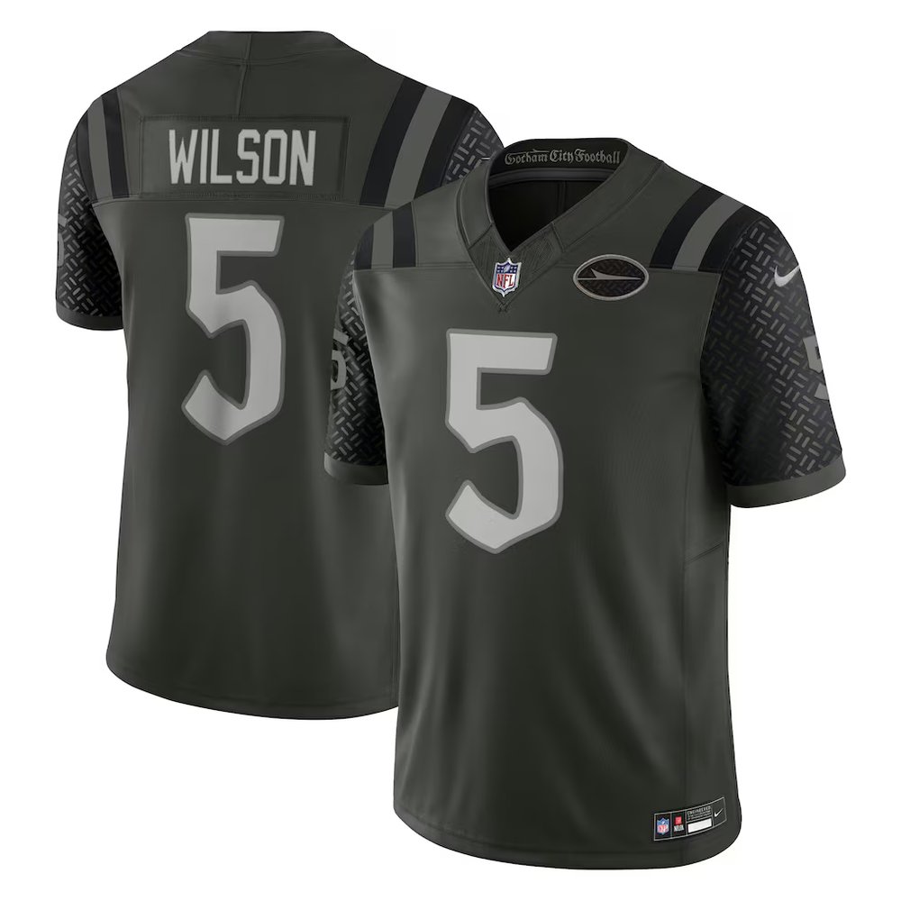 Youth New York Jets #5 Garrett Wilson Black Rivalries Collection F.U.S.E. Vapor Limited Stitched Jersey