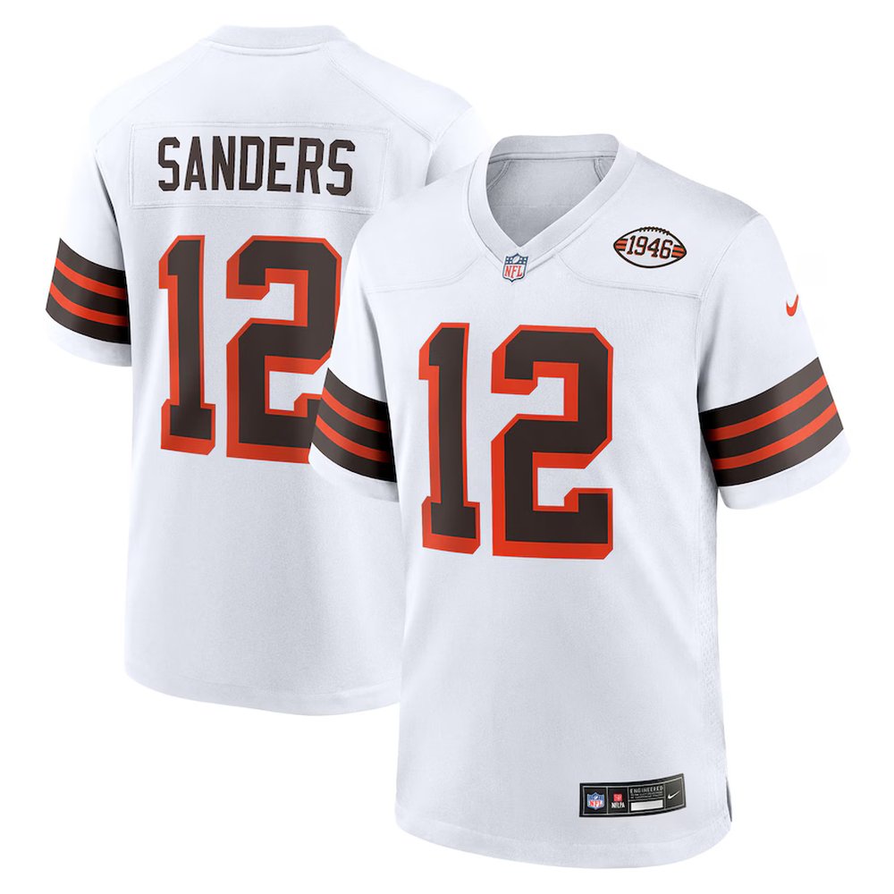 Men's Cleveland Browns #12 Shedeur Sanders Nike White 2025 NFL Draft 2nd Alternate Game Jersey