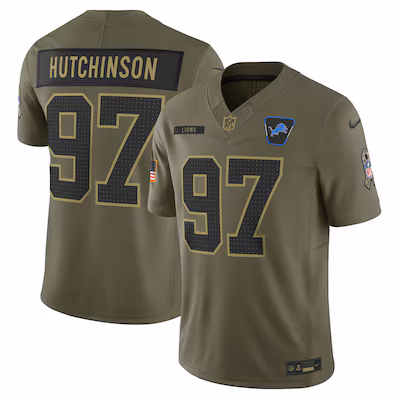 Aidan Hutchinson Detroit Lions Nike 2025 Salute to Service Limited Jersey - Olive]