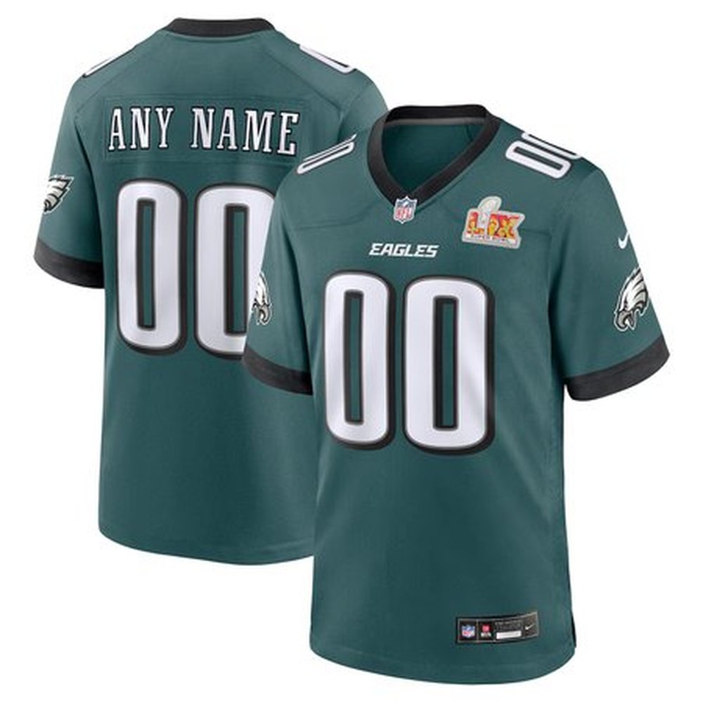 Men's Philadelphia Eagles  Midnight Green Super Bowl LIX Custom Game Jersey