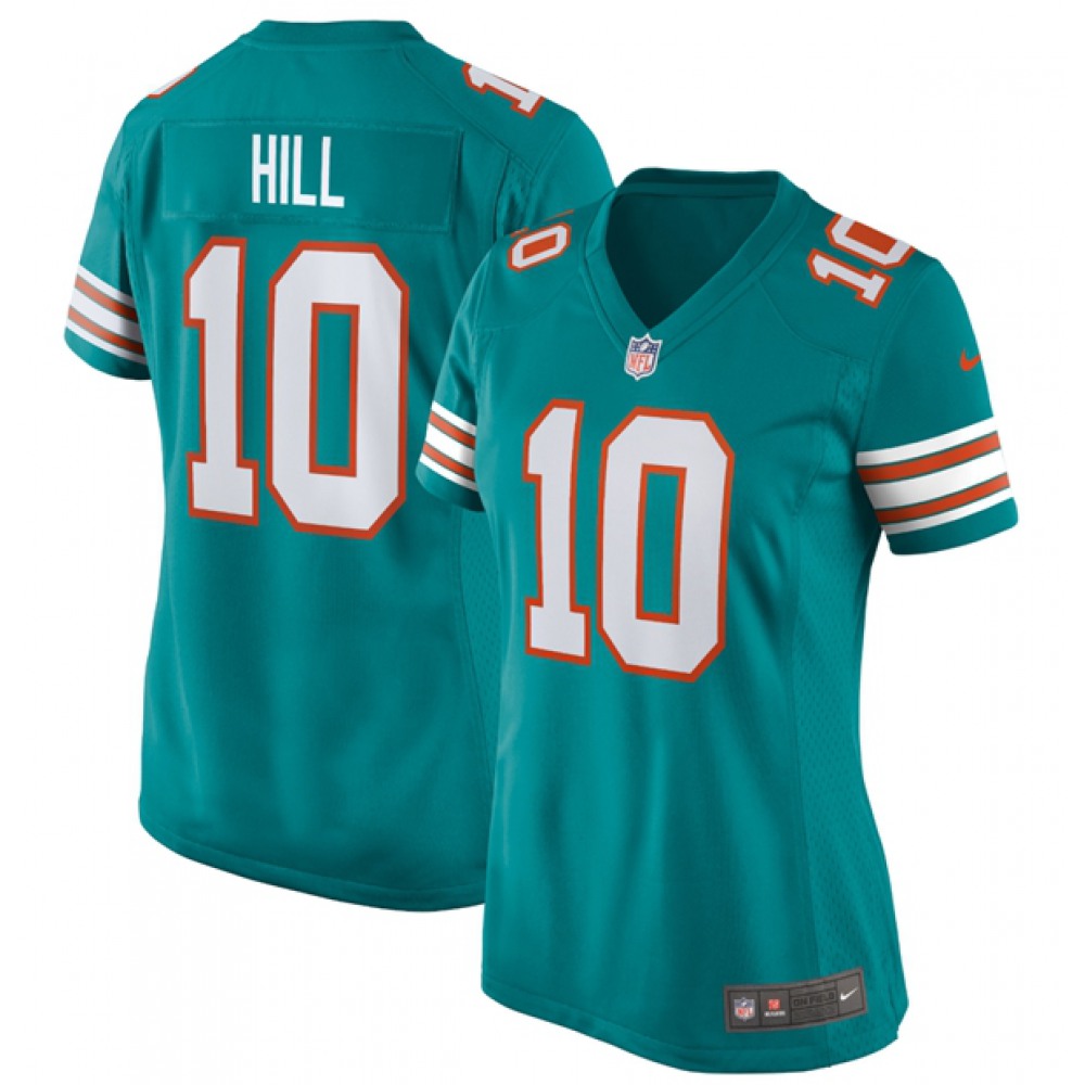 Women's Miami Dolphins #10 Tyreek Hill Aqua Stitched Jersey(Run Small)