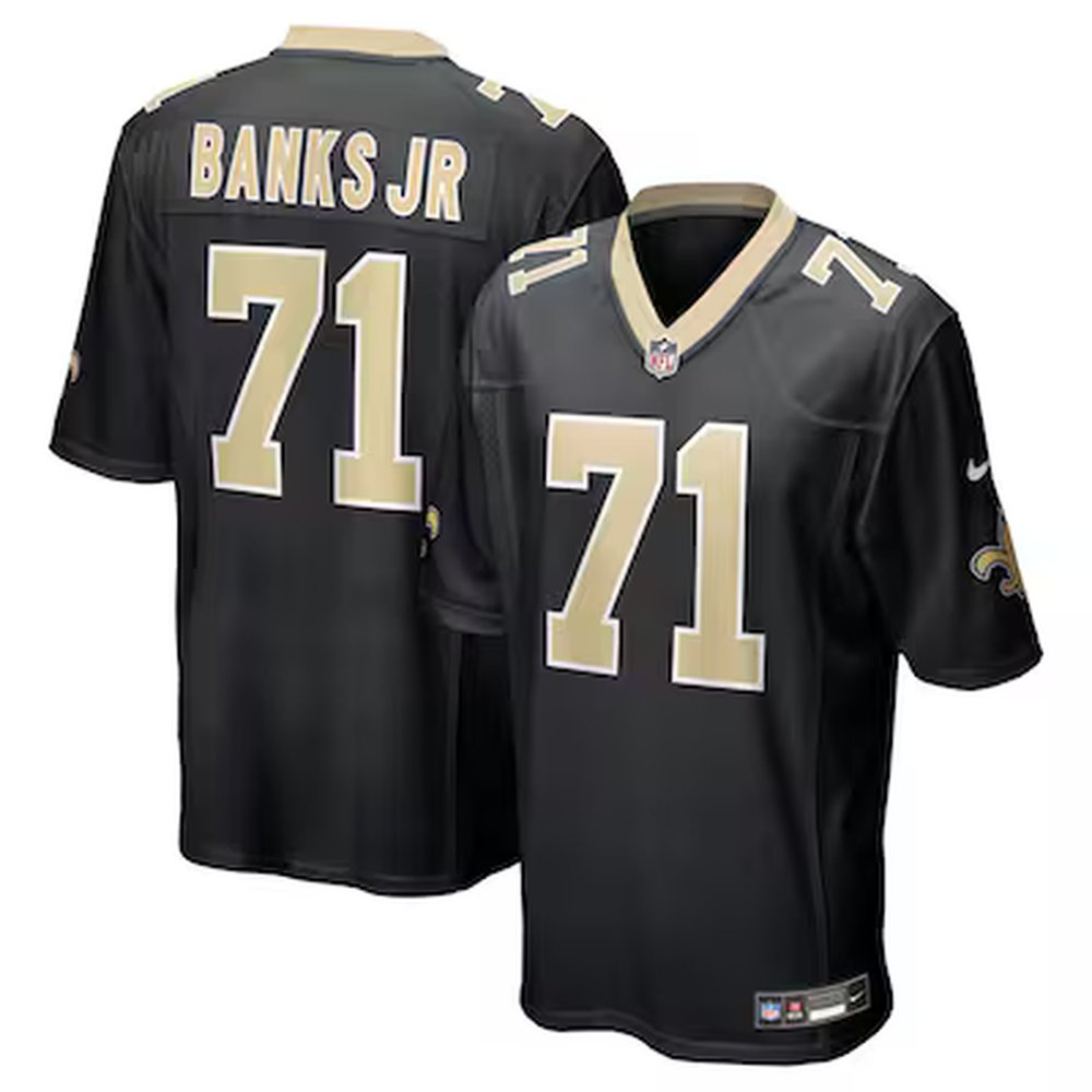 Youth New Orleans Saints #71 Kelvin Banks Jr. Nike Black 2025 NFL Draft First Round Pick Game Jersey