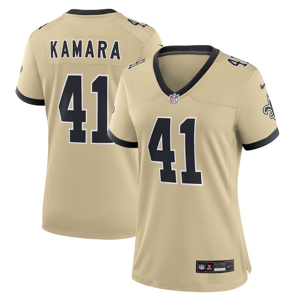 Women's New Orleans Saints #41 Alvin Kamara Nike Gold Gameday Golds Alternate Game Player Jersey
