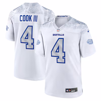 James Cook III Buffalo Bills Nike 2025 Rivalries Collection Game Jersey - White