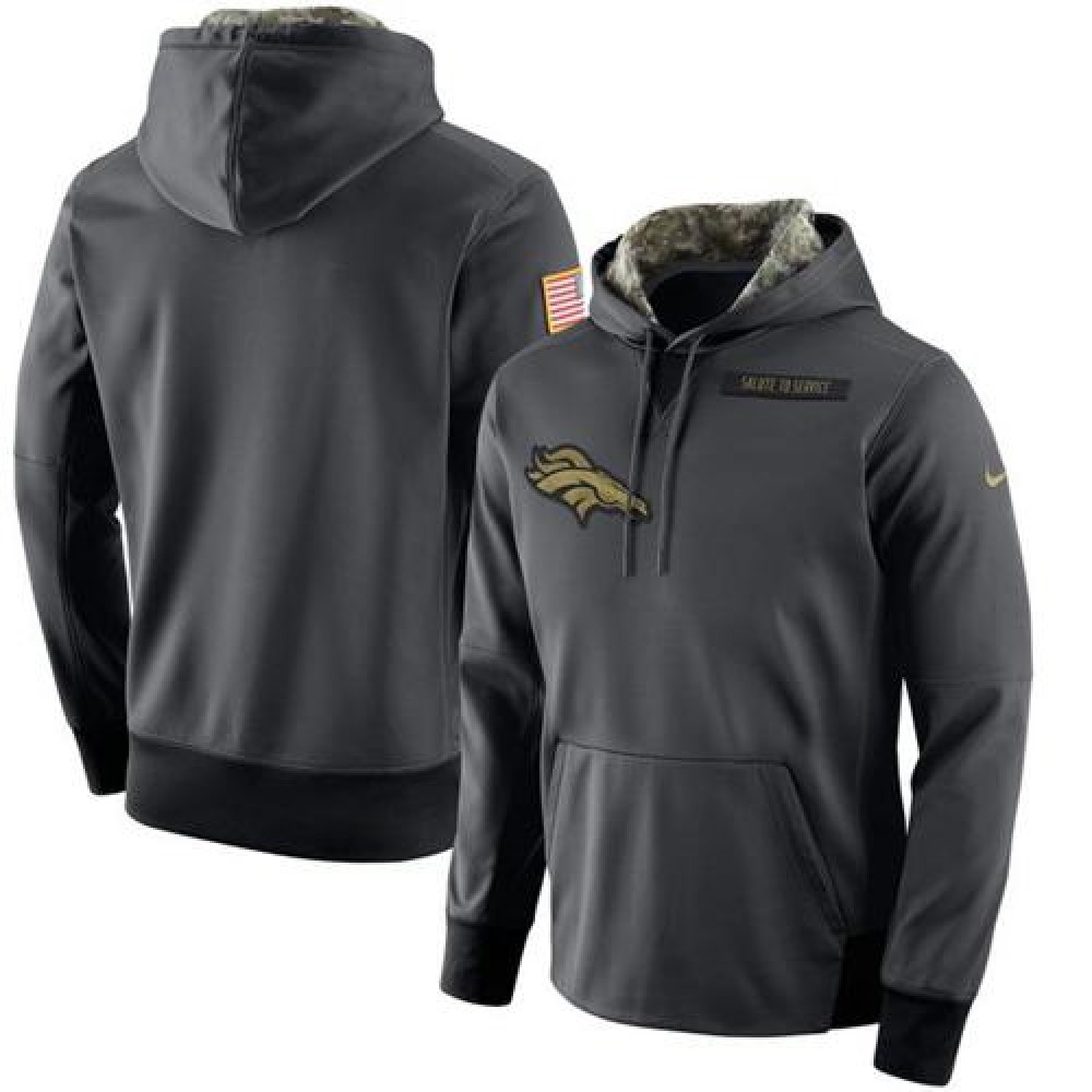 Men's Denver Broncos  Anthracite Salute to Service Player Performance Hoodie